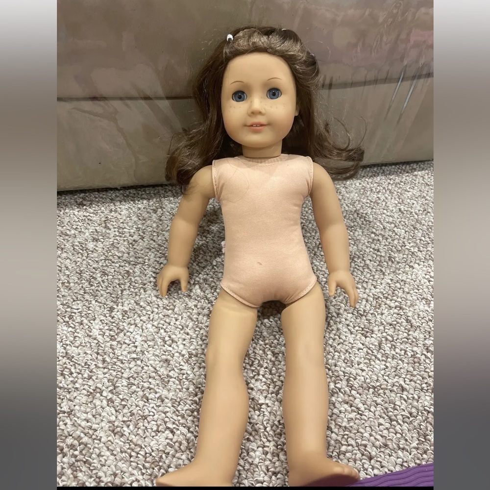 Brunette American Girl with Blue Eyes